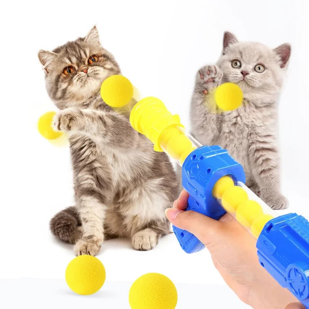 Interactive Cat Toy Ball Dog Aerodynamic Shooter Cats Game EVA Soft Ball Launcher Kitten Toys Launch Training Children Pet Gift - 2
