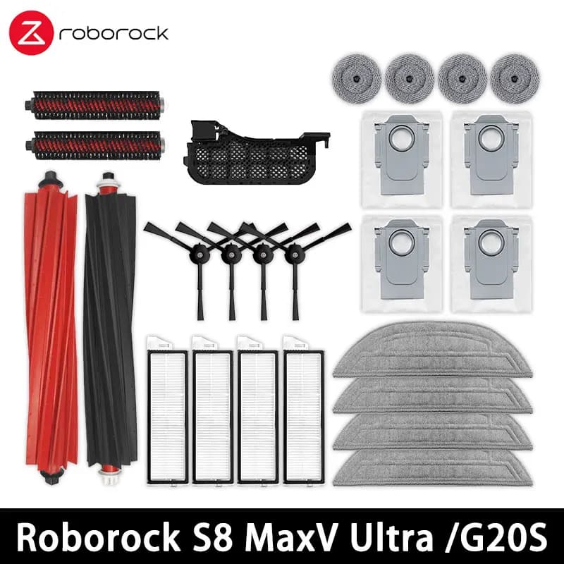 Roborock S8 MaxV Ultra Robot Vacuum Spare Parts Main Side Brushes Mop Cloths HEPA Filters Dust Bags Accessories