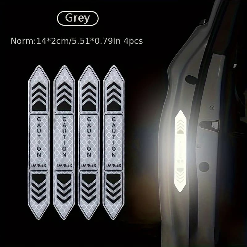 4 ملصقات عاكسة لأبواب السيارة، تصميم شيفron أخضر، 5.51x4.72 إنش، PVC - 2