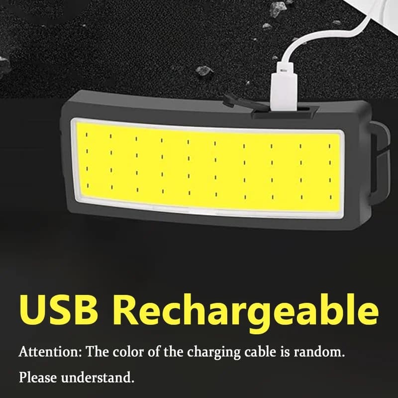 كشاف رأس قوي COB قابل لإعادة الشحن Type-c/USB ببطارية مدمجة ومصباح يدوي مقاوم للماء للمخيمات والصيد في الهواء الطلق - 4