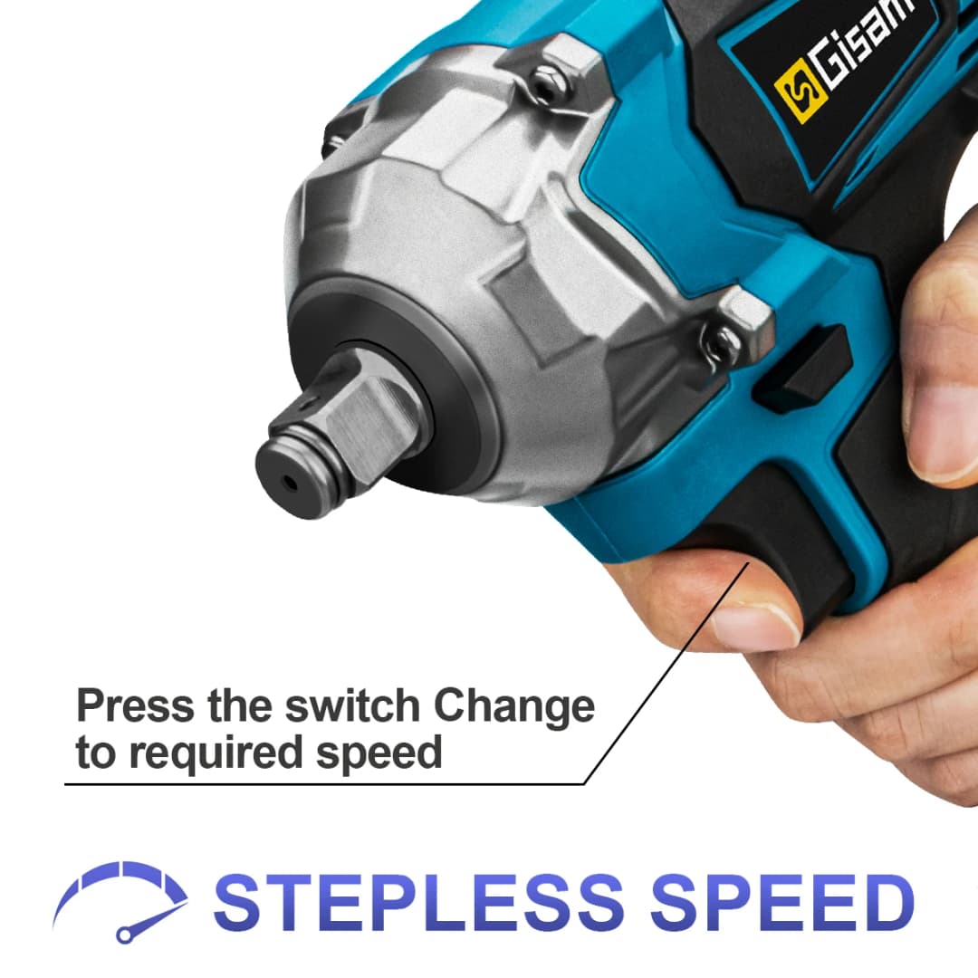 Gisam 1200N.M Torque Brushless Electric Impact Wrench 1/2 inch Cordless Wrench Screwdriver Power Tool For Makita 18V Battery Pin - 5