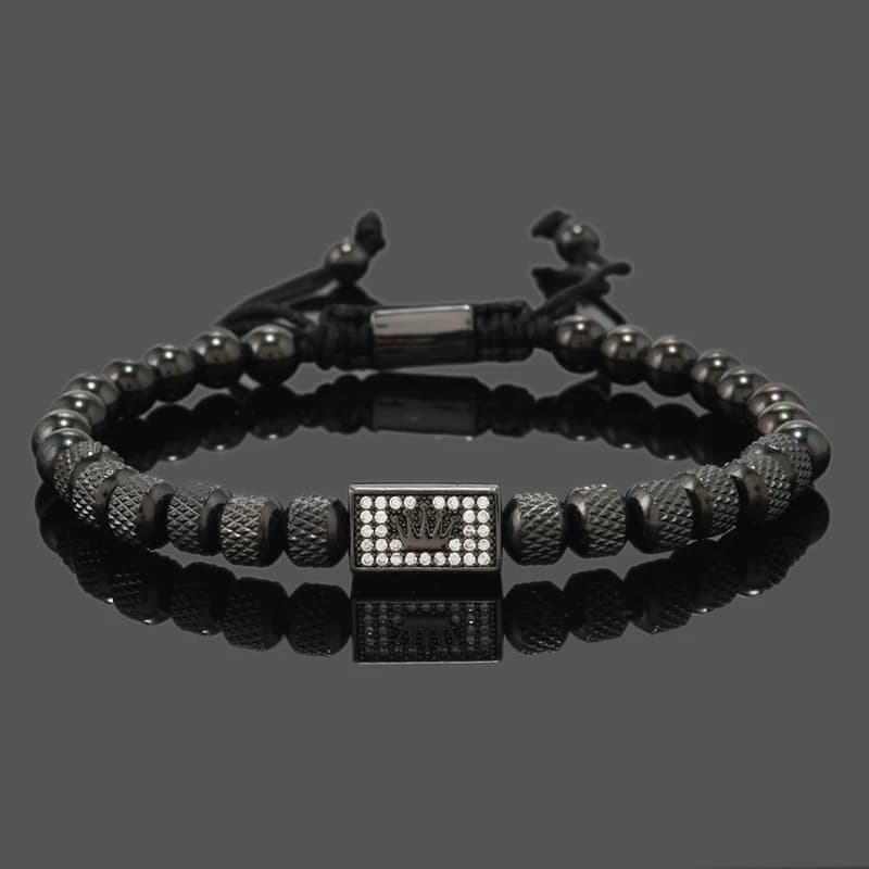 Luxury Stainless Steel Beads Crown Charms Man Bracelets Handmade Jewelry Gift - 2