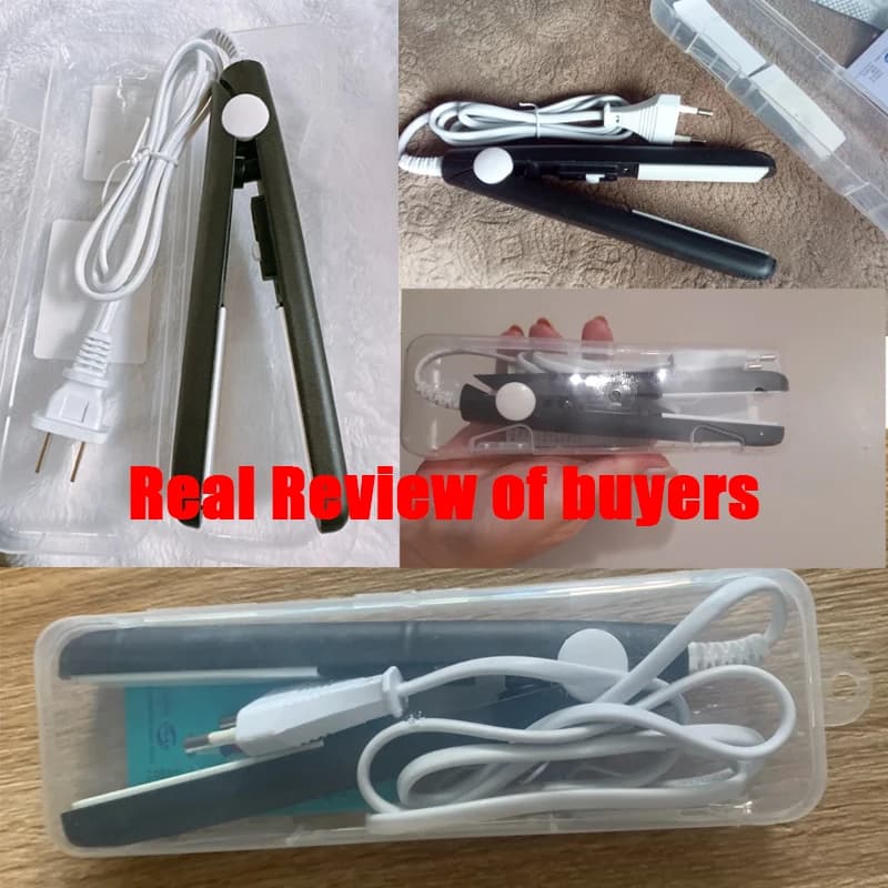 Electric Ceramic Mini Hair Straightener Unisex Portable Flat Iron Wet/Dry Straightening Curling Irons Black FastHeat Hair Curler - 6