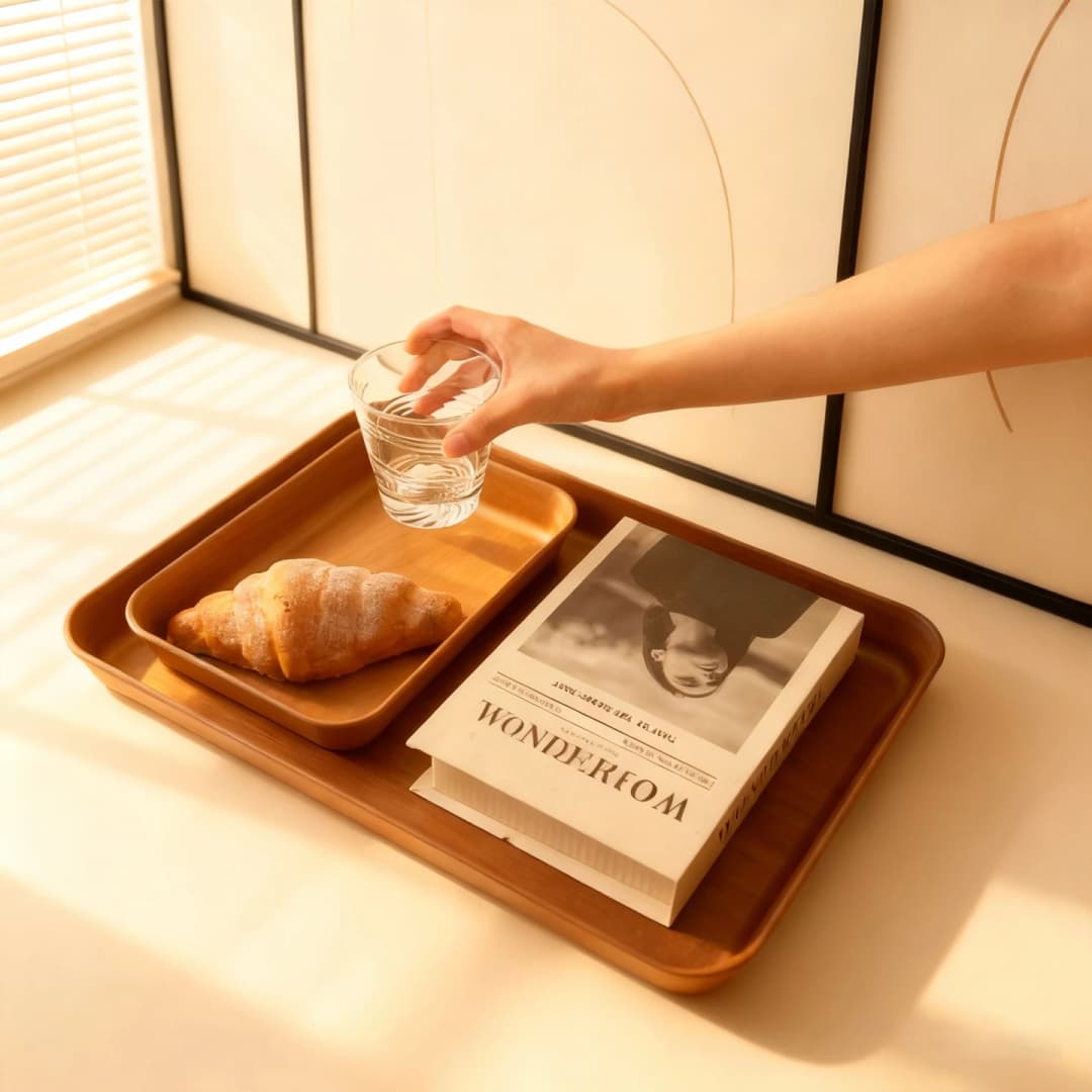 صينية تخزين بلاستيكية عميقة متعددة الوظائف صينية فاكهة مستطيلة طبق كعك وحلويات منظم مطبخ صينية تقديم طعام - 6