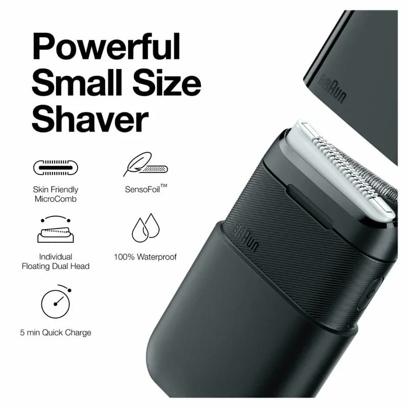 Braun Mini Shaver X Series M1012 For Men Wet-Dry Dual Use Washable Rechargeable Electric Razor Beard Shaving Machine Original - 2