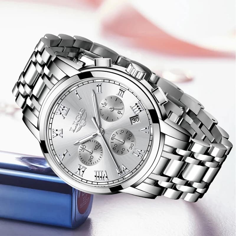 LIGE New Fashion Quartz Watch For Women Casual Military Chronograph Wristwatches Sport Waterproof Women Watch Relogio Feminino - 3