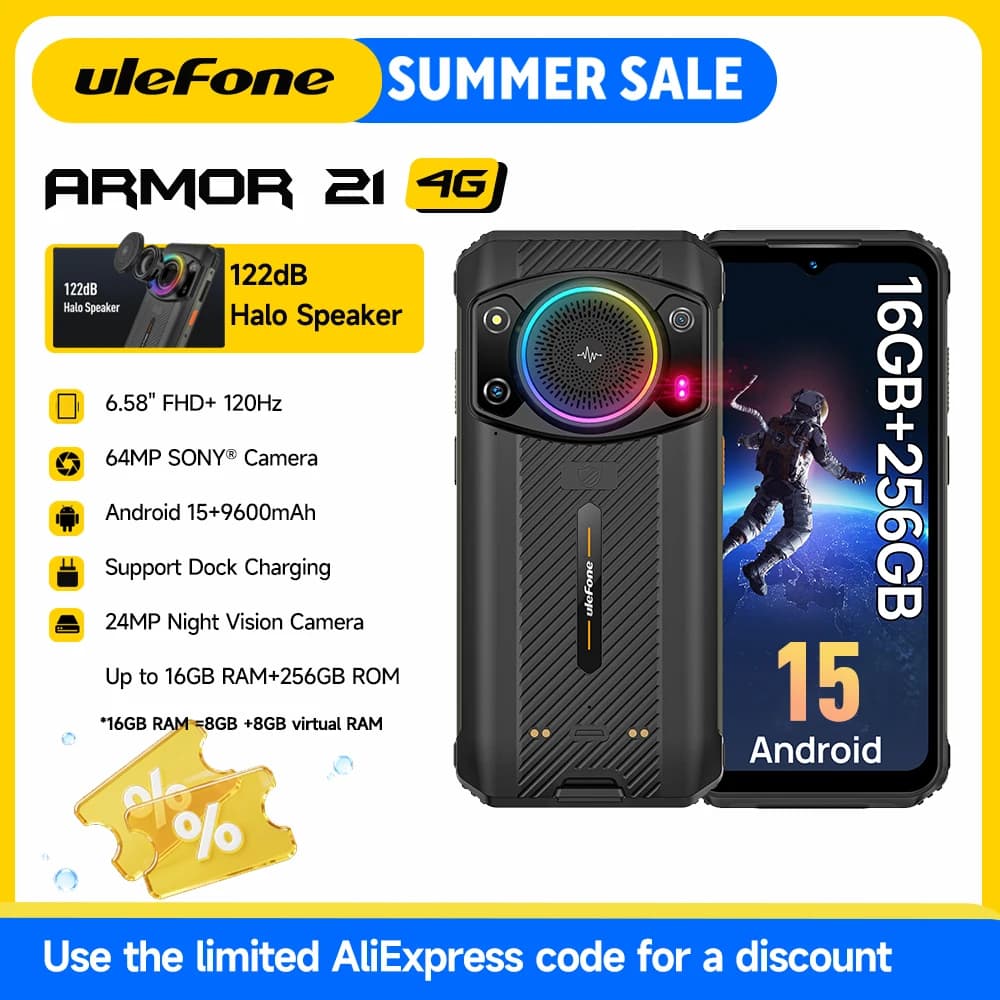 Rugged Phone  Ulefone Armor 21 16GB RAM 256GB ROM Smartphone Android 15 G99 moblie phone 64MP 9600mAh Global