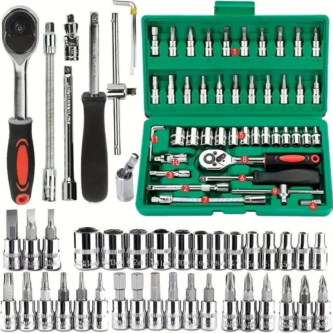 46pcs NEW Car Repair Tool Kit 46/53 Piece/Set Socket Set Car Repair Tool Ratchet Torque Wrench Combo Auto Repairing Tool Set - 2
