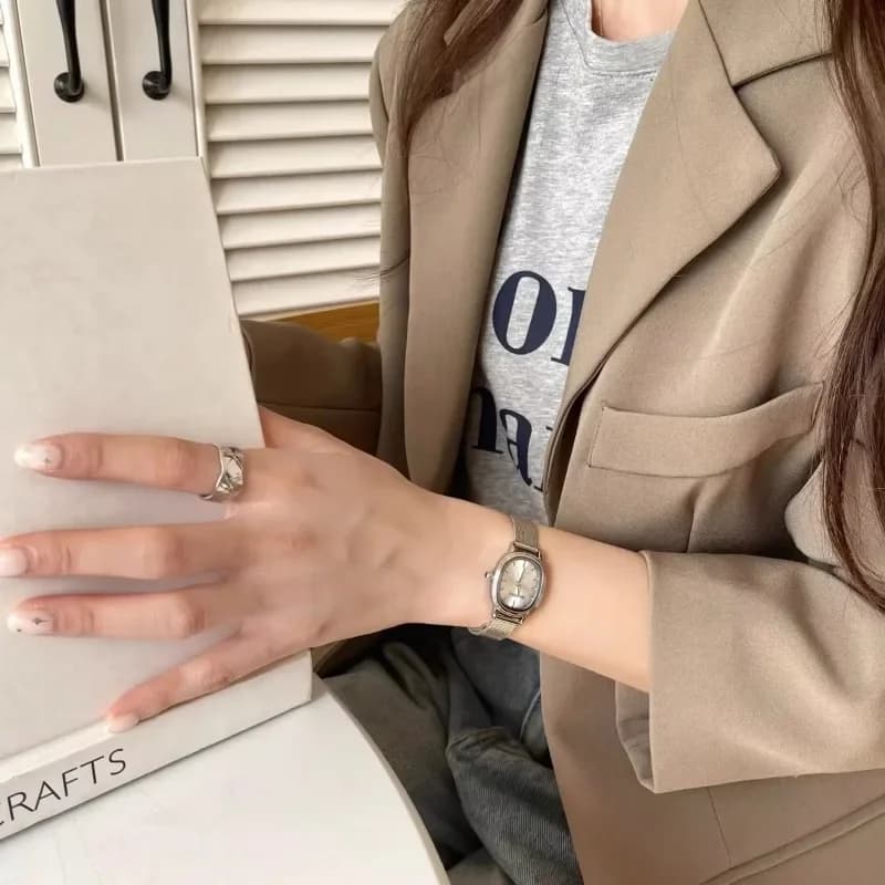 Small Oval Dial Green Watch Simple Stainless Steel Ladies Wristwatches Brand Women Luxury Gift Quartz Watch Dropshipping - 3