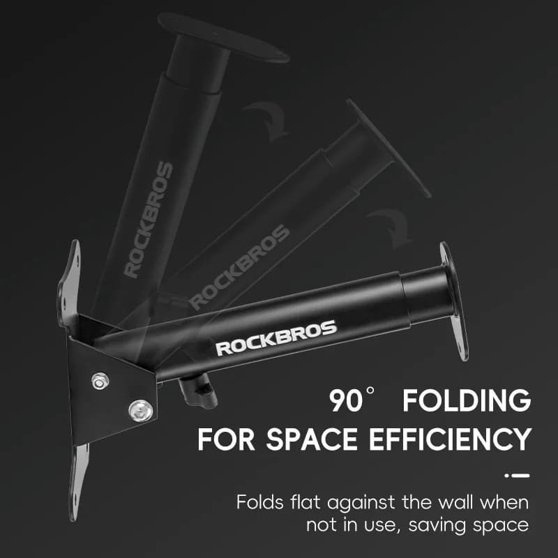 رف دراجات جداري من ROCKBROS، قابل للتعديل، رف دراجات أفقي، خطاف دراجات، معزز وسميك، حامل دراجات جبلية وطرق - 4