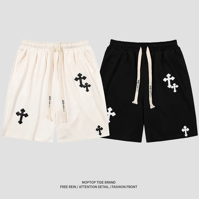 European and American Hip-hop Japanese Sports Five-point Pants Men's Trendy Brand Street Loose Wide-leg Casual Drawstring Shorts