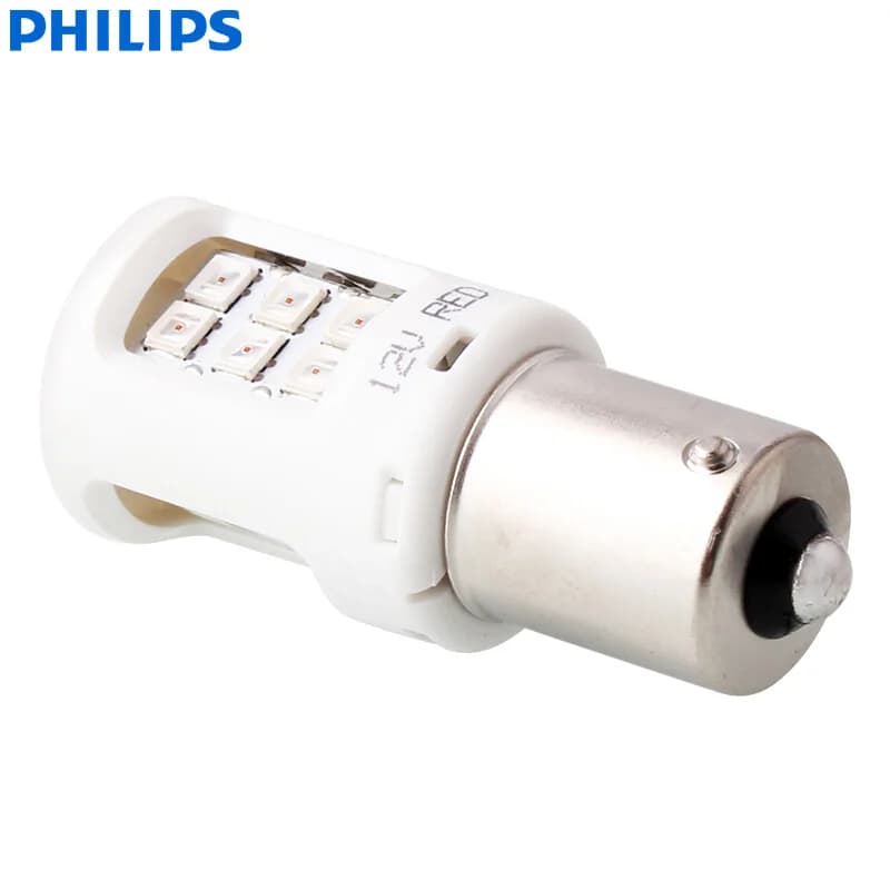 Philips LED P21W S25 BA15s Ultinon Red Color Car Turn Signal Indicators Light Rear Lamp Brake Stop Light 11498ULRX2, Pair - 3