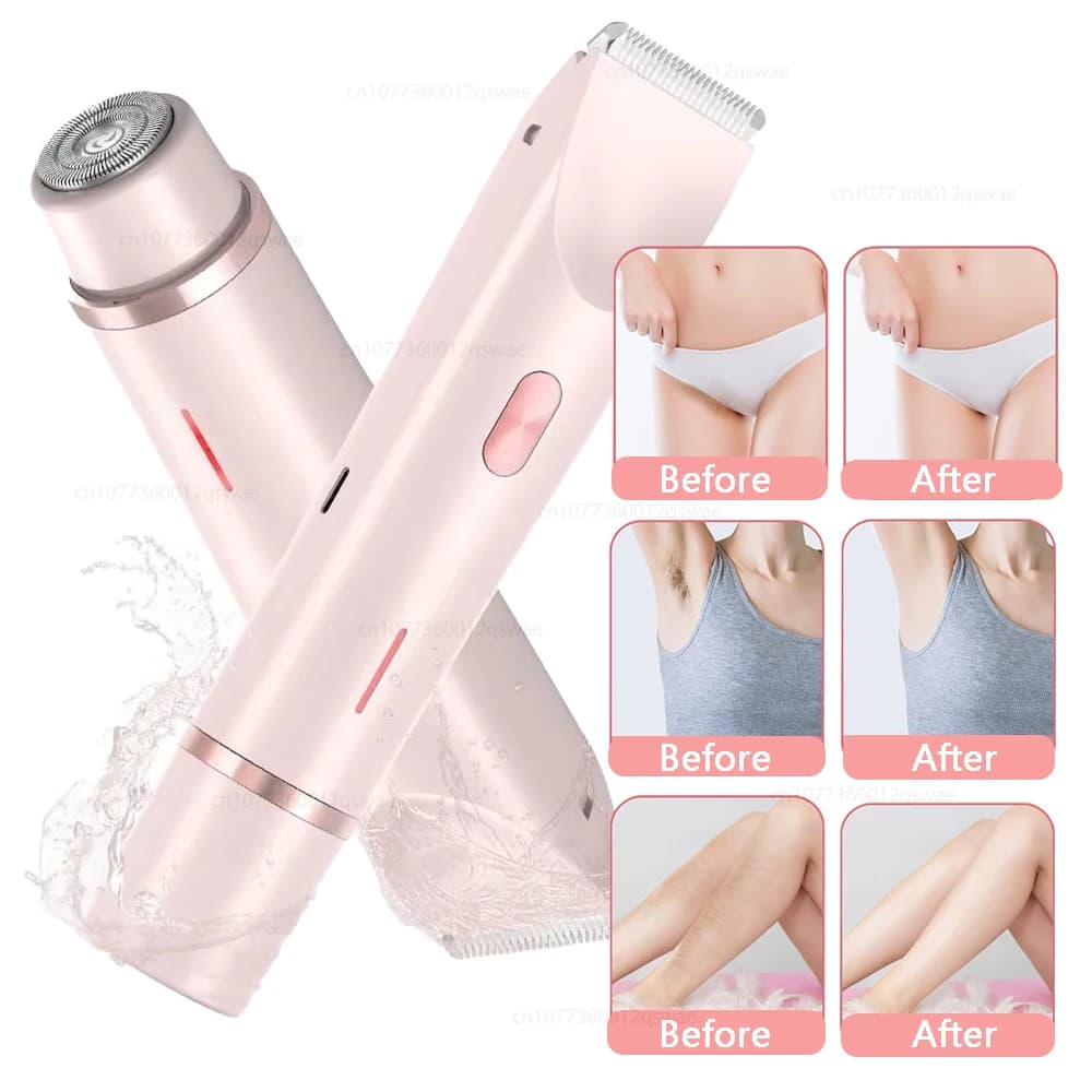 Electric Shaver for Woman Bikini Trimmer for Women Dual Head Electric Razor Waterproof Painless Bikini Shaver Pubic Hair Trimmer - 5