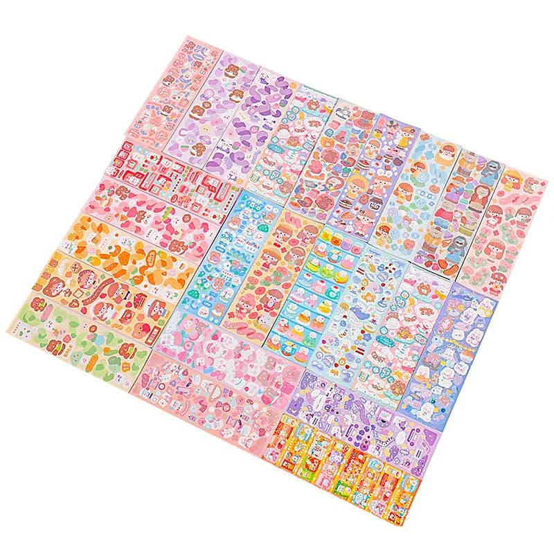 100/200Pcs Cute stickers Cartoon Handbook Stickers  Laser Shiny Stickers DIY Decorative gel pen kawaii Stickers  Art supplies - 3
