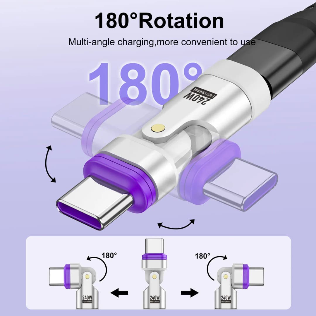 USLION 240W Magnetic Adapter USB C to Type-C Fast Charging Cable Type C Female Converter for Macbook iPhone 16 15 Xiaomi - 3