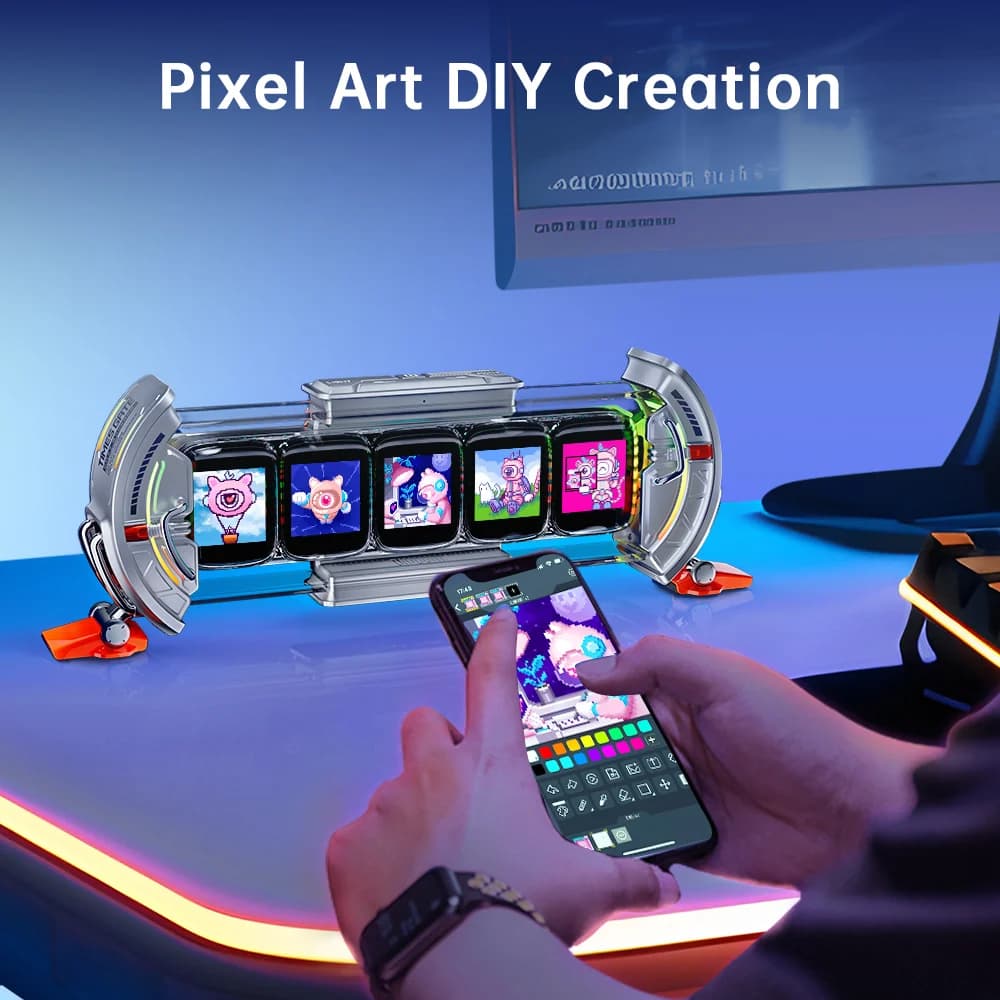 ساعة رقمية Divoom Times Gate لإعداد غرفة الألعاب تحكم عبر تطبيق ذكي، اتصال واي فاي، شاشة LED RGB، ديكور مكتبي Cyberpunk - 2