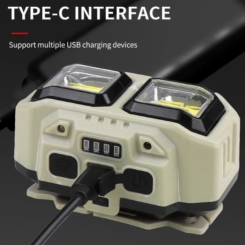 COB LED Powerful Headlamp USB Rechargeable Head Torch USB Rechargeable Waterproof Outdoor Camping Fishing Hunting Search Lantern - 4
