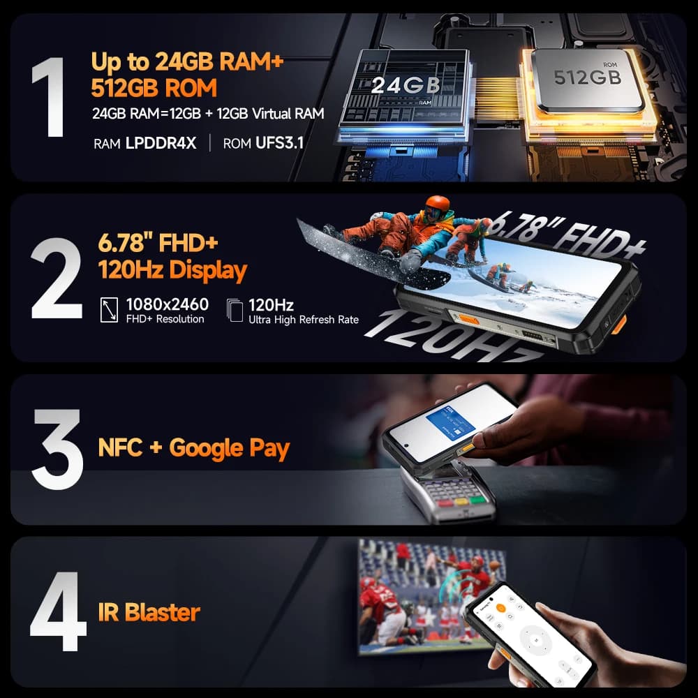 【New】Ulefone Armor 26 Ultra 5G Rugged Waterproof Smartphone 120W 15600mAh 200MP+64MP Smartphone Up to 24GB+512GB NFC - 6