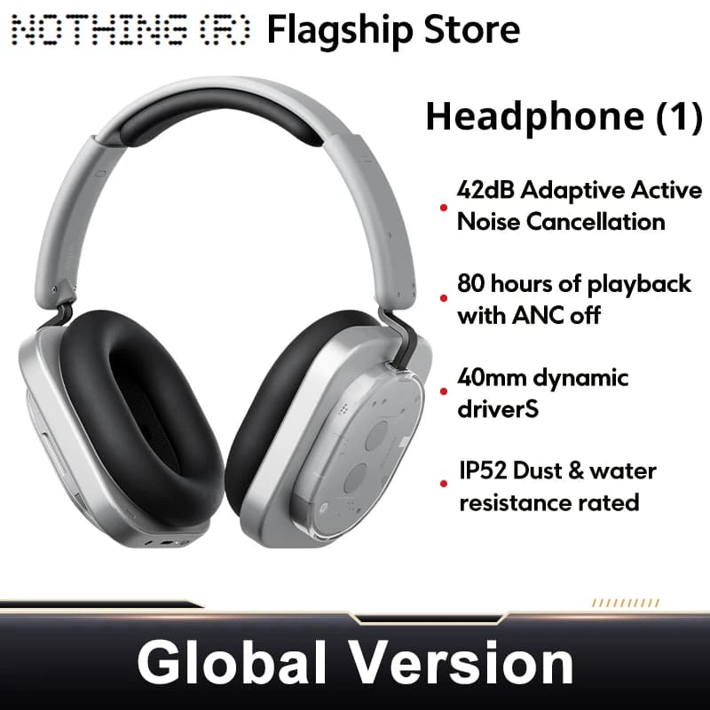 Global Version Nothing Headphone (1) 40mm Dynamic Driver Wireless Headphone 15 Quick Charge ANC Headset Support AAC SBC LDAC