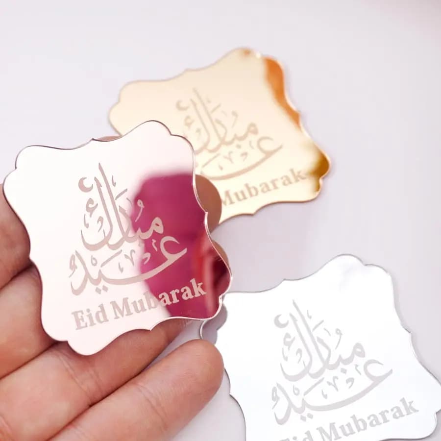 18pcs Eid Mubarak Mirror Acrylic Stickers 5cm Islamic Ramadan Party Decorations Gift Box  Decorative Labels - 5