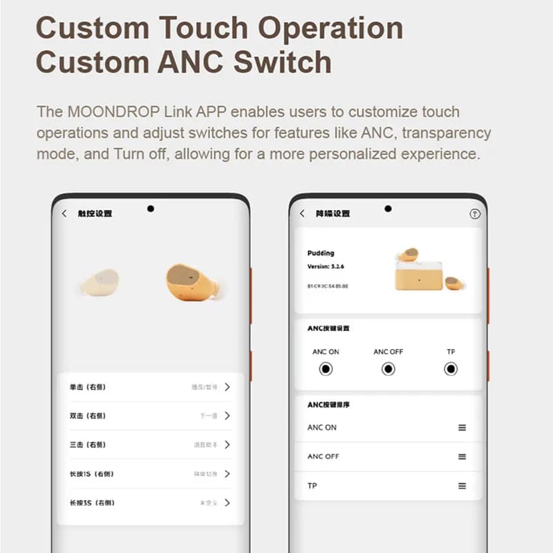 MOONDROP Pudding TWS Bluetooth Earphone 10mm Dynamic Driver Noise-Canceling HiFi Wireless Earphone LHDC-V Bluetooth 6.0 - 3