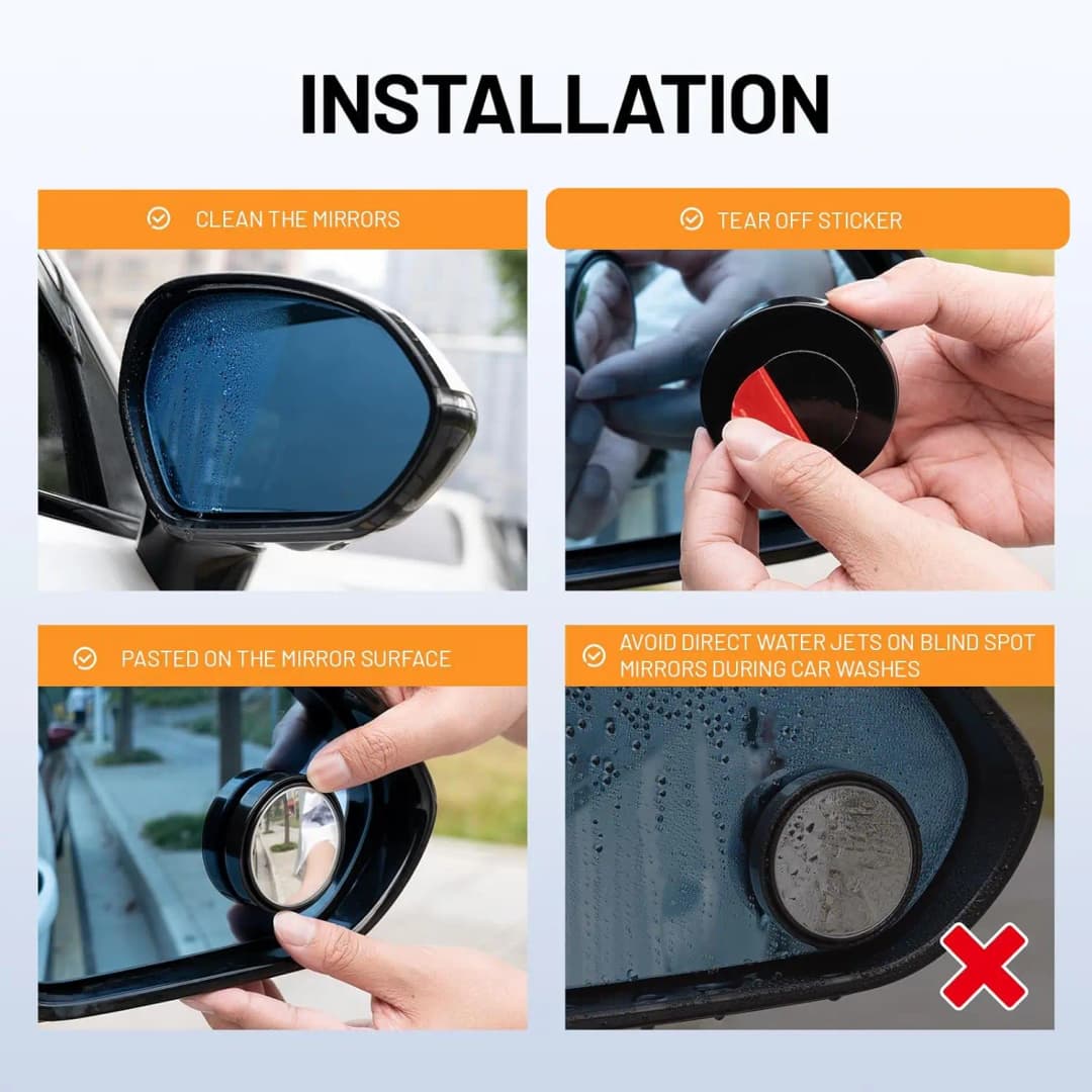 2Pc Car Blind Spot Rear View Mirror Wide Angle 360 Degree Adjustable Safety Driving Car Reverse Auxiliary Rearview Convex Mirror - 6