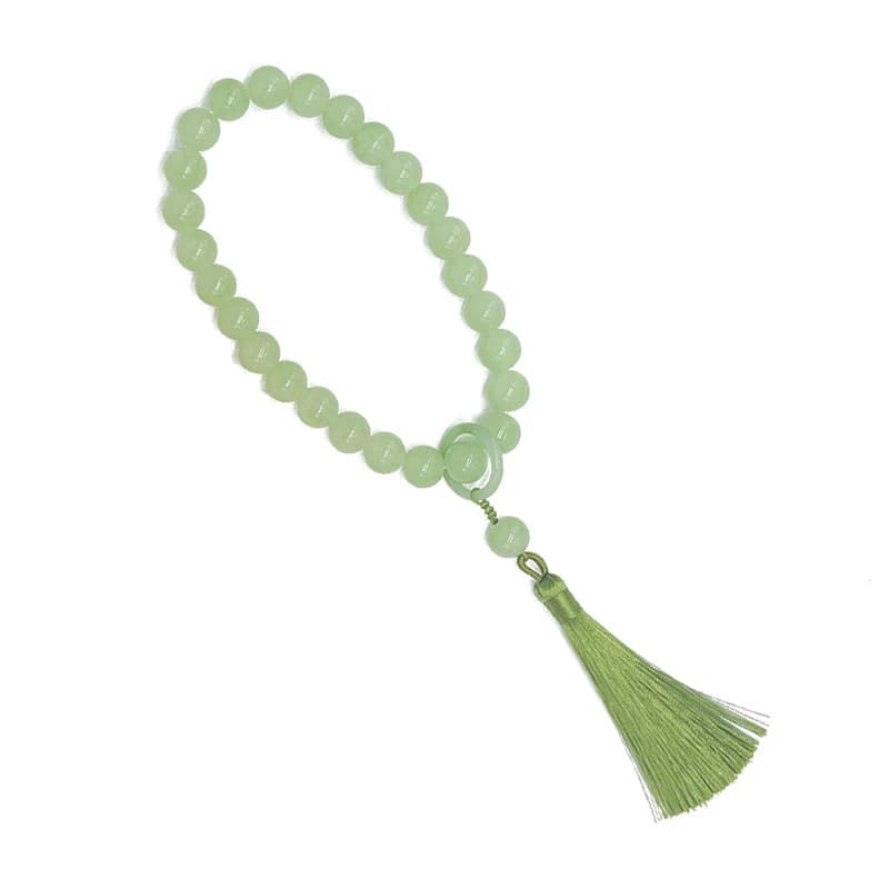 Green Jade Stone 12mm Beads Tassel Bracelet Necklace Tibetan Buddhist Mala Buddha Charm Rosary Yoga Men Woman Jewelry - 5