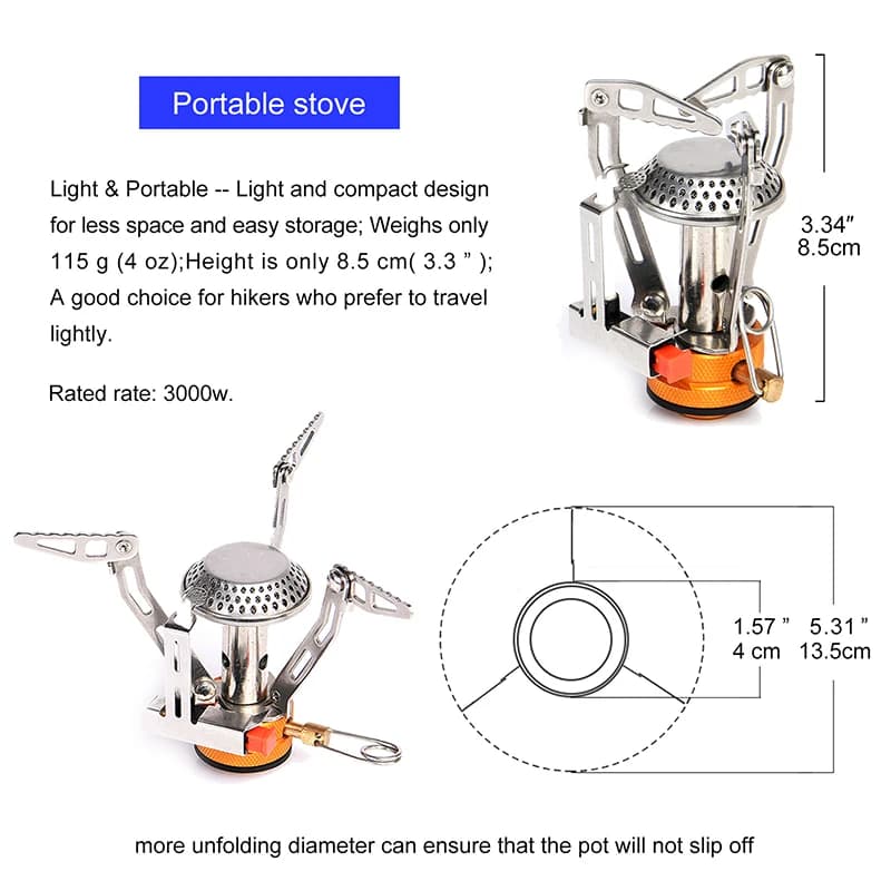Widesea One-Piece Gas Stove 3500W Aluminum Alloy Portable Camping Stove Easy to Carry for Outdoor Cooking Hiking Backpacking - 3