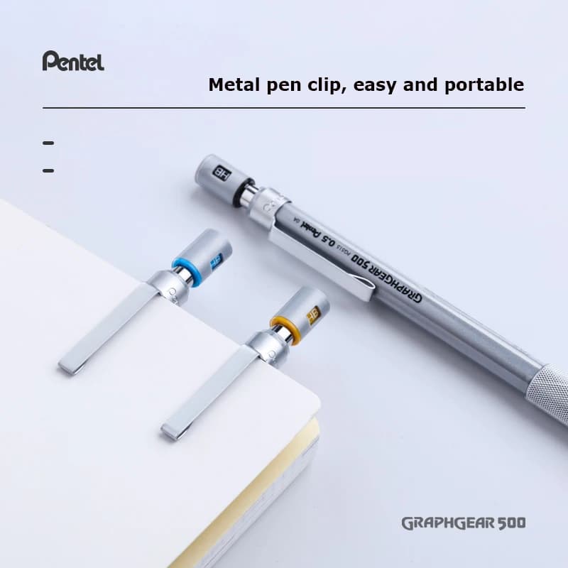 قلم رصاص ميكانيكي للرسم Pentel Graphgear 500 من اليابان 0.3/0.5/0.7/0.9 مم قلم رسم تلقائي بممحاة مدمجة - 3