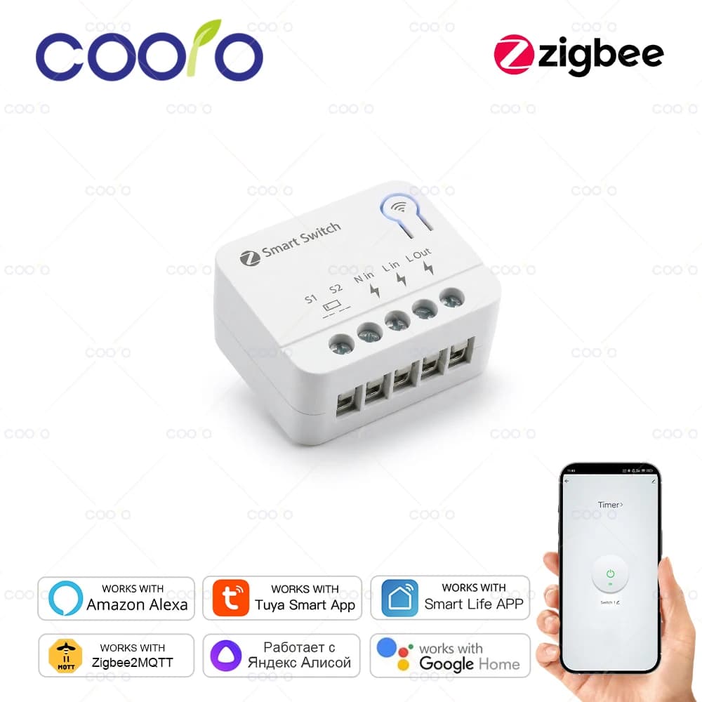 Tuya Zigbee Mini Smart Switch Module Smart Home Relay Automation Breaker works with Alexa Google Home Alice Smart Life Need Hub
