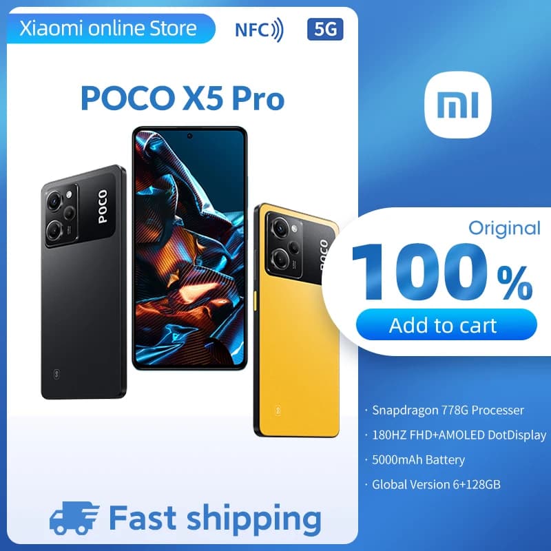 Poco X5 Pro 5G Global Version Smartphone 128GB/256GB Snapdragon 778g 120Hz AMOLED Flow Dotdisplay 108Mp 67W NFC