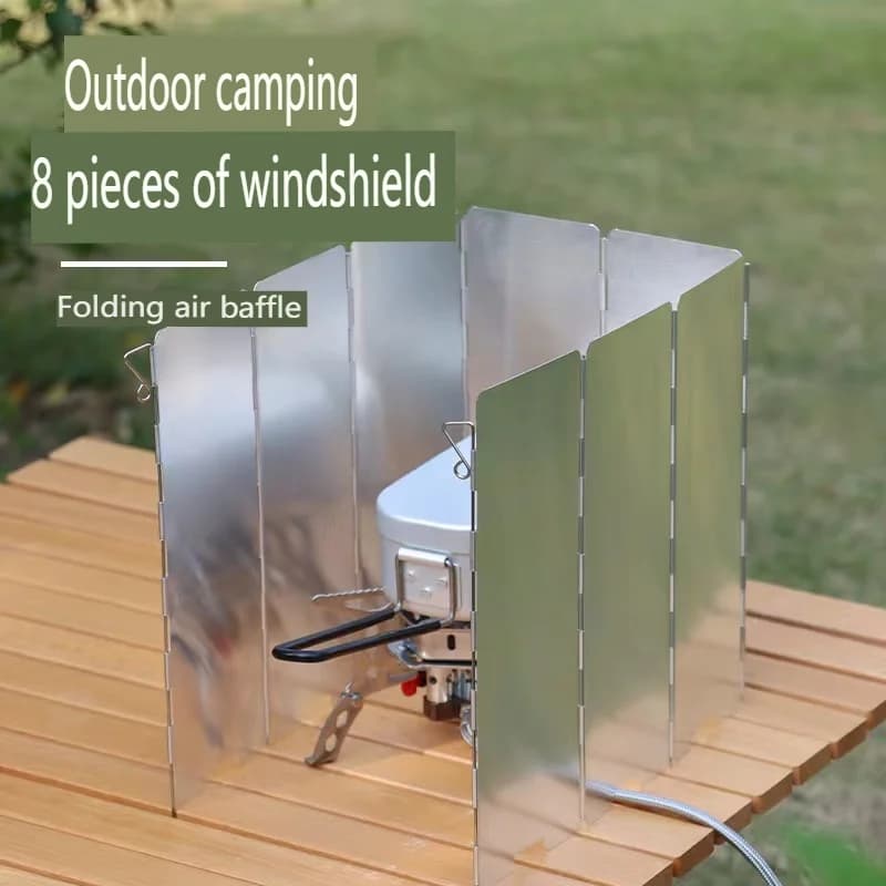 8 Plates Gas Stove Wind Shield | Camping Picnic Cooking Burner | Windproof Screen Aluminum Alloy Wind Screen