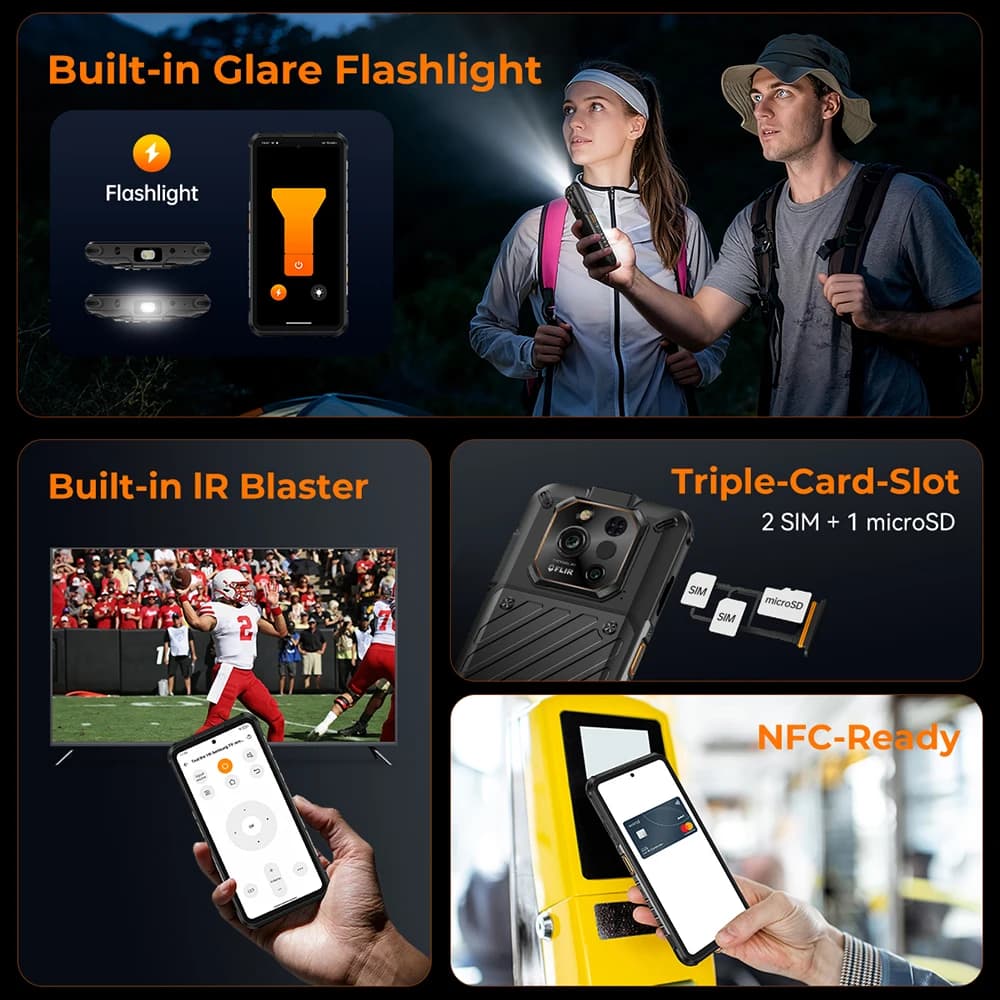 هاتف Ulefone RugOne Xever 7 Pro 5G المتين مع تصوير حراري بنظام أندرويد 15، ذاكرة 512 جيجابايت، رام 12 جيجابايت، شاشة AMOLED بمعدل تحديث 120 هرتز، NFC، بطارية 5500 مللي أمبير - 6