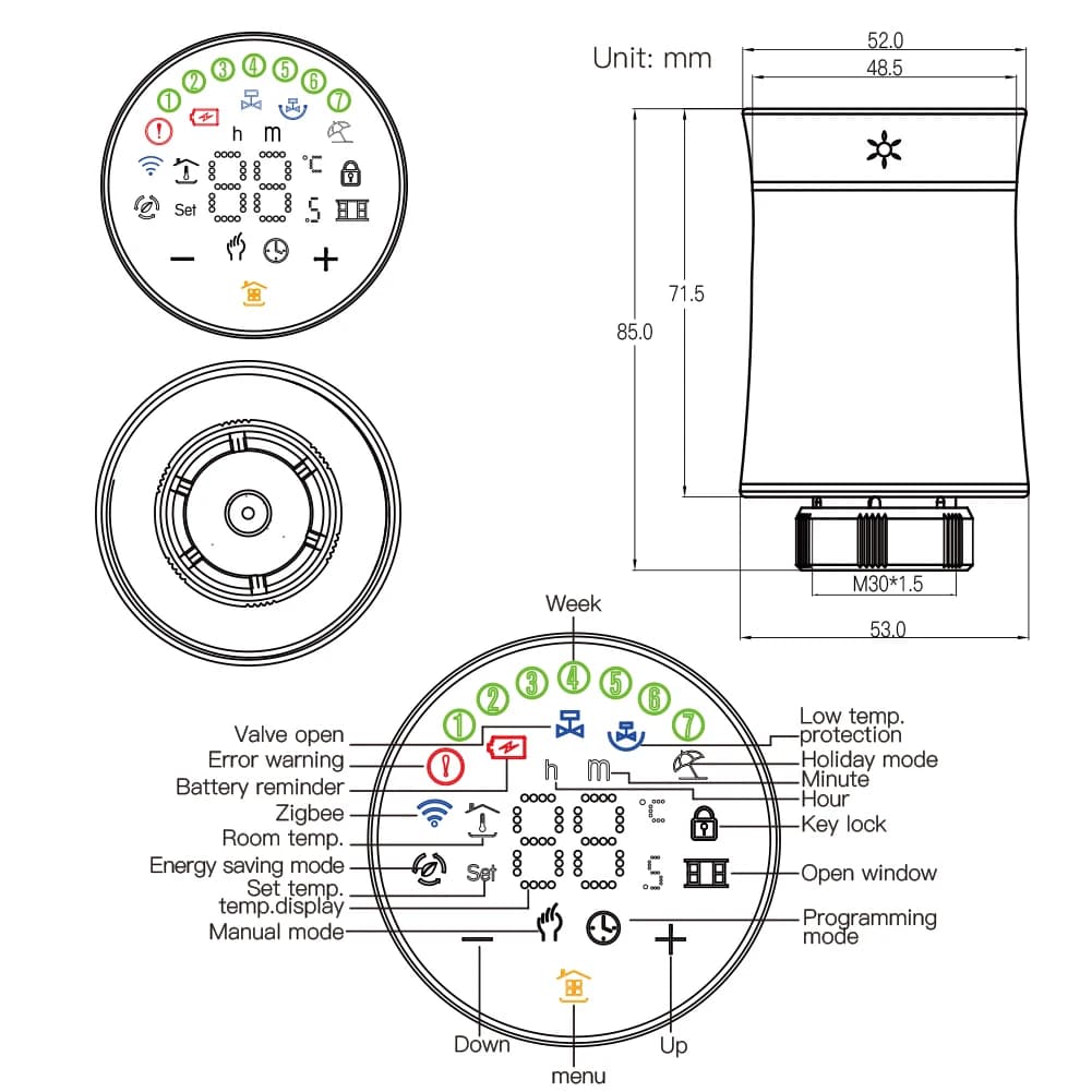 MOES ZigBee 3.0 TRV Thermostat Tuya Radiator Actuator Valve Smart Programmable Temperature Controller Alexa Google Voice Control - 6