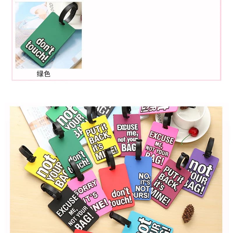 رسالة الموضة الإبداعية لا حقيبتك لطيف اكسسوارات السفر الأمتعة العلامات حقيبة الكرتون نمط سيليكون المحمولة السفر التسمية - 2