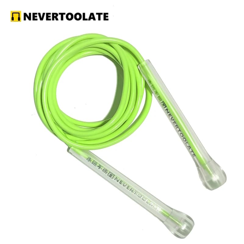 NEVERTOOLATE حبل قفز طويل إضافي 3.2 متر مقبض 14 سم بسرعة ملاكمة 5 مم PVC ناعم خالي من التشابك للياقة البدنية