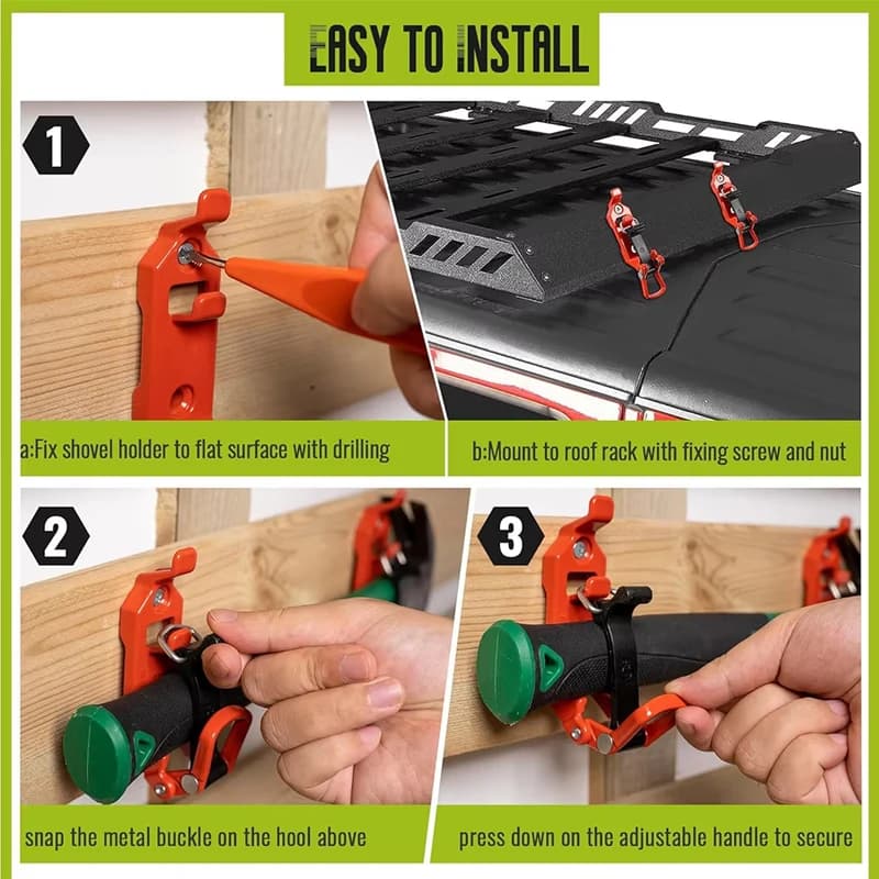 حامل مجرفة لرف سقف السيارة مجموعة حامل محور رف السقف معدني للشاحنات والقوارب والأدوات 2/4/8 قطع - 6