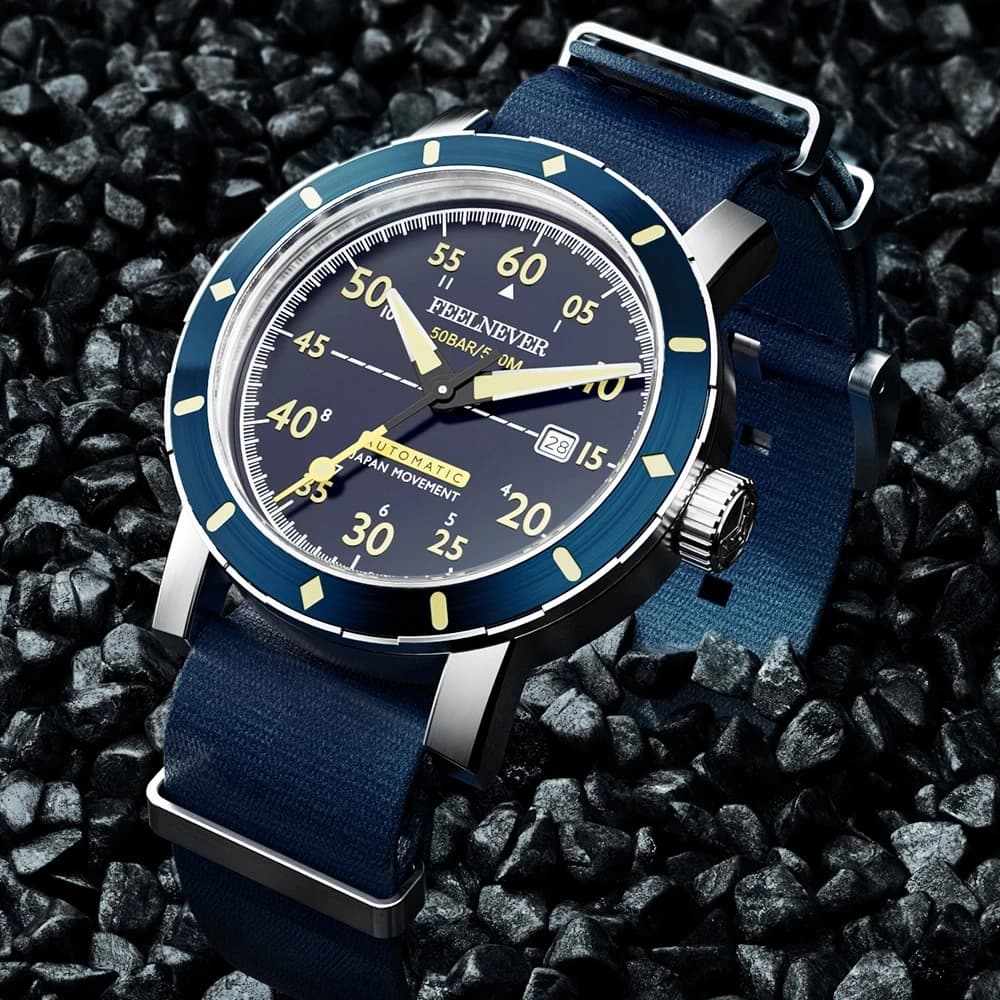 ساعة LIGE رجالي بتصميم ياقوت جديد، علامة FeelNever الفاخرة، ساعة 8215 احترافية 50 بار، ساعات ميكانيكية أوتوماتيكية رياضية خارجية للرجال - 4