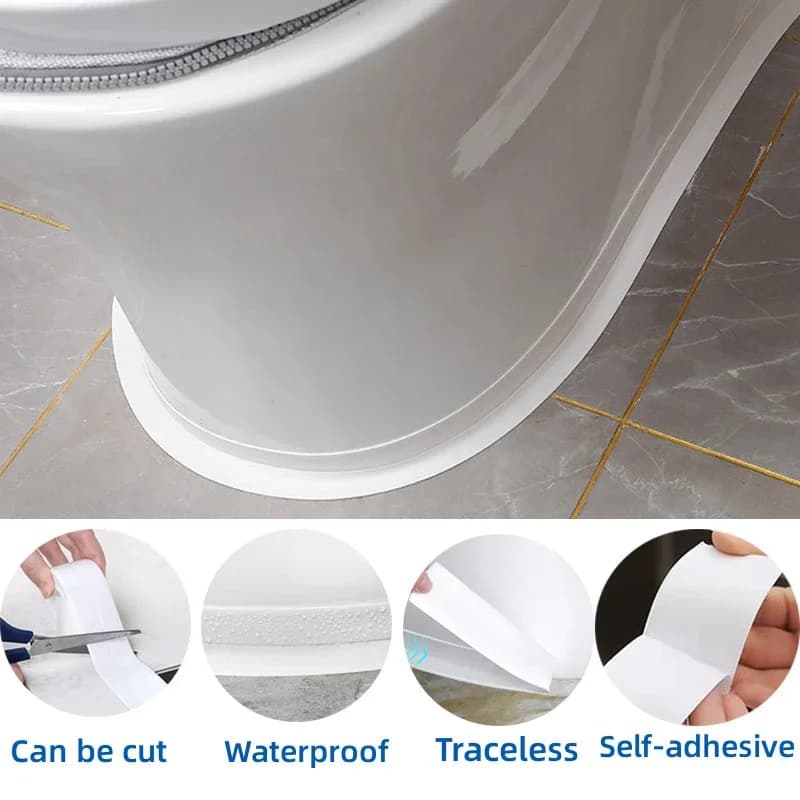 1 Roll PVC Sealing Tape For Bathroom Kitchen Caulk Strip Tape Self Adhesive Waterproof Wall Stickers Mold Proof Sealing Tapes - 3