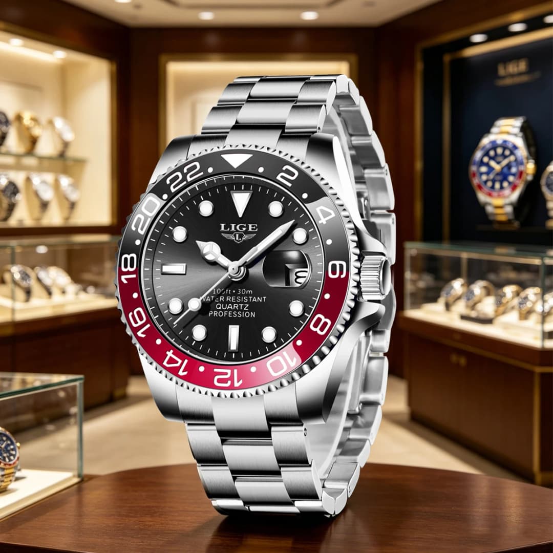 LIGE New Luxury Couple Watches Quartz Watches 30M Waterproof Fashion Stainless Steel Watch Valentine Gift Love Watch +Box