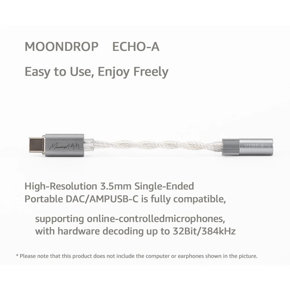 محول Moondrop ECHO-A USB DAC فك التشفير المحمول - مضخم سماعات الرأس - محول TYPE C إلى 3.5 ملم للهواتف المحمولة - 2