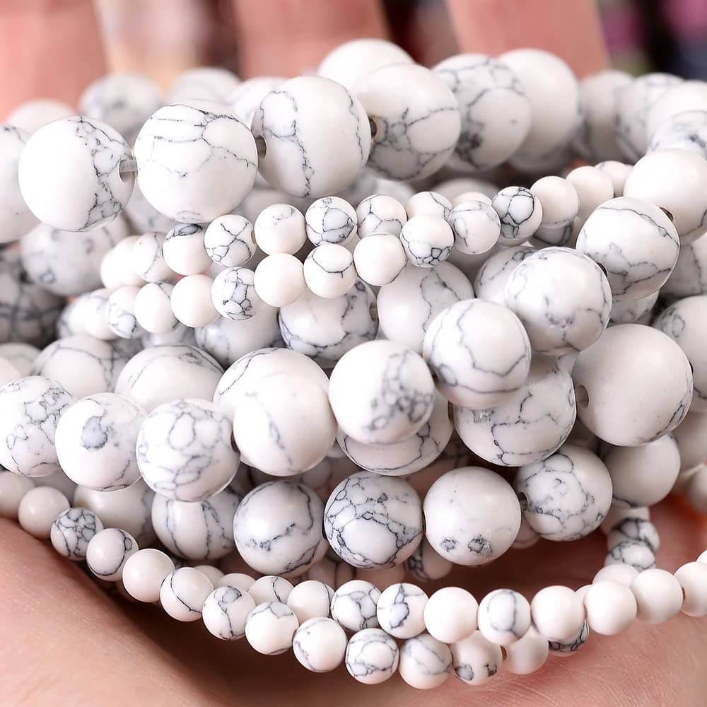 4 6 8 10 12m White Turquoises Natural Stone Beads Round Spacer Beads for Jewelry Making DIY Bracelet Necklace Accessories