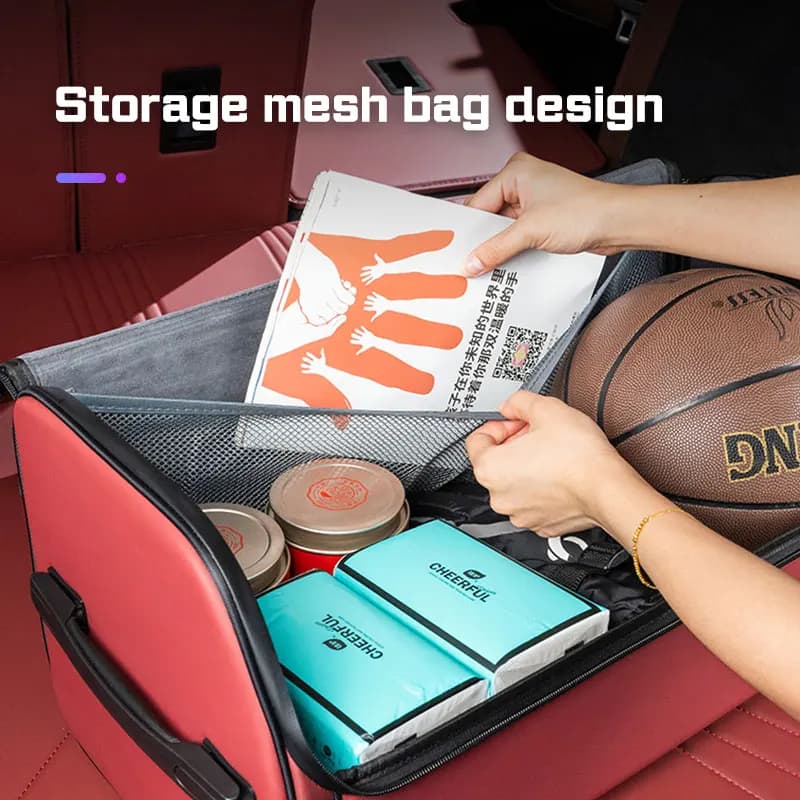 For BAIC Jishi Polestone 01 Rox 01 Car Trunk Organizer Box Large Capacity Folding Leahter Storage Bag Organizer Tidying Box ﻿ - 3