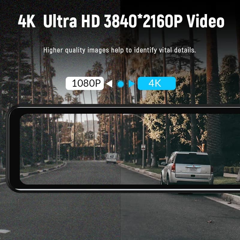 ACCEO 4K WIFI Dashcam 12 بوصة جهاز تسجيل فيديو رقمي للسيارات مرآة الرؤية الخلفية مسجل داش كام دعم 1080P سوني الصندوق الأسود ملحقات كاميرا الرؤية الخلفية - 4