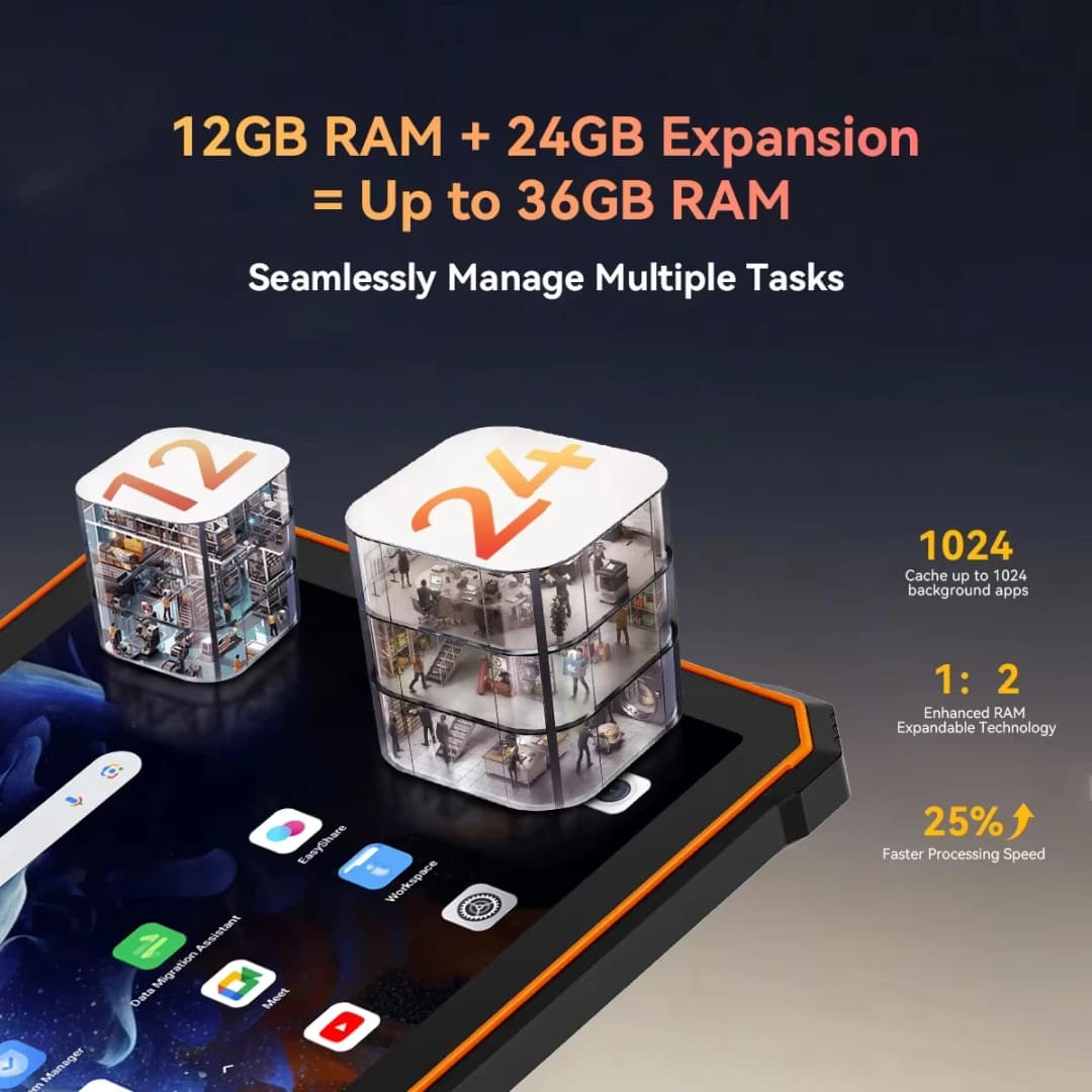 Blackview Active 10 Pro Rugged Tablets 11" FHD+ Display MTK 7300 30000mAh Battery 108MP Camera, 12GB 512GB, 5G Tablet Android 14 - 6