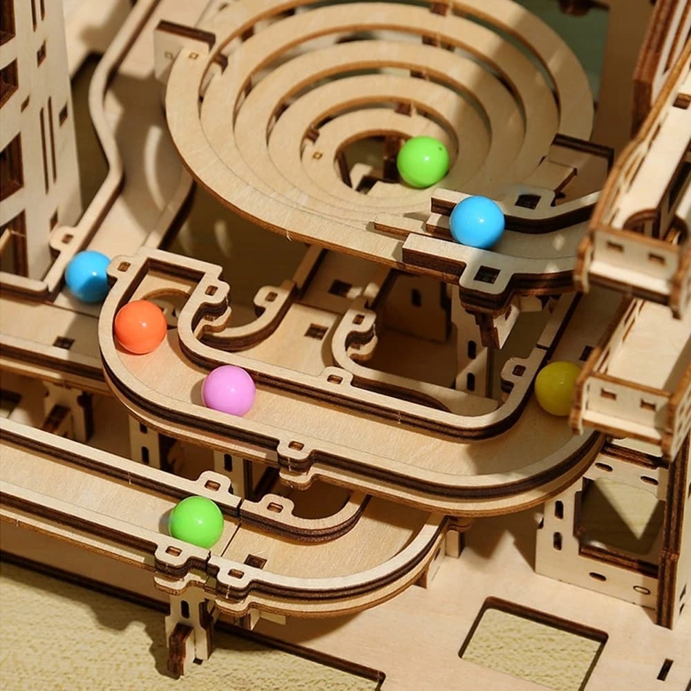 3d Wooden Puzzle Building Model Kits Marble Runs Mechanical Puzzles Self Assembly Toy STEAM Educational Toys for Kids Adult Gift - 5