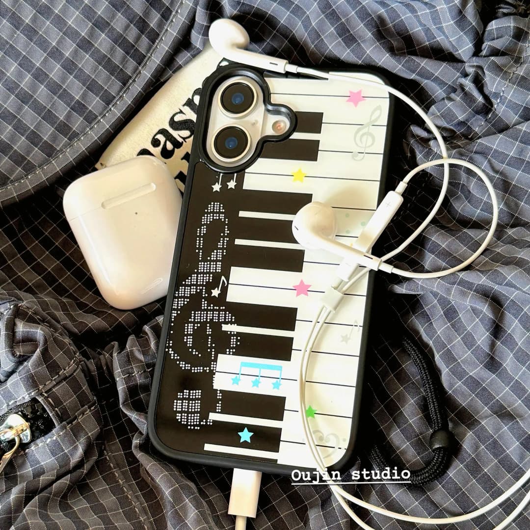 غطاء هاتف بتصميم بيانو فني، مناسب لـ iPhone 17-7، تصميم كوري