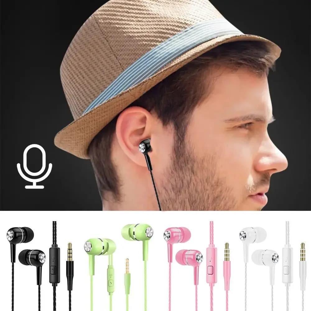 Stereo In-Ear Earphone Bass With Microphone HiFi Headphone Portable Earpiece Wired Headphone for Apple/Android/Huawei - 3
