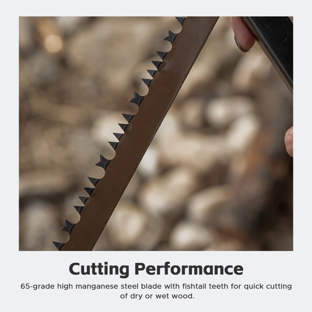 Folding Saw Lightweight Camping Survival Collapsible Bow Saw for Both Dry and Wet Wood Tree Cutting High Manganese Steel Blade - 4