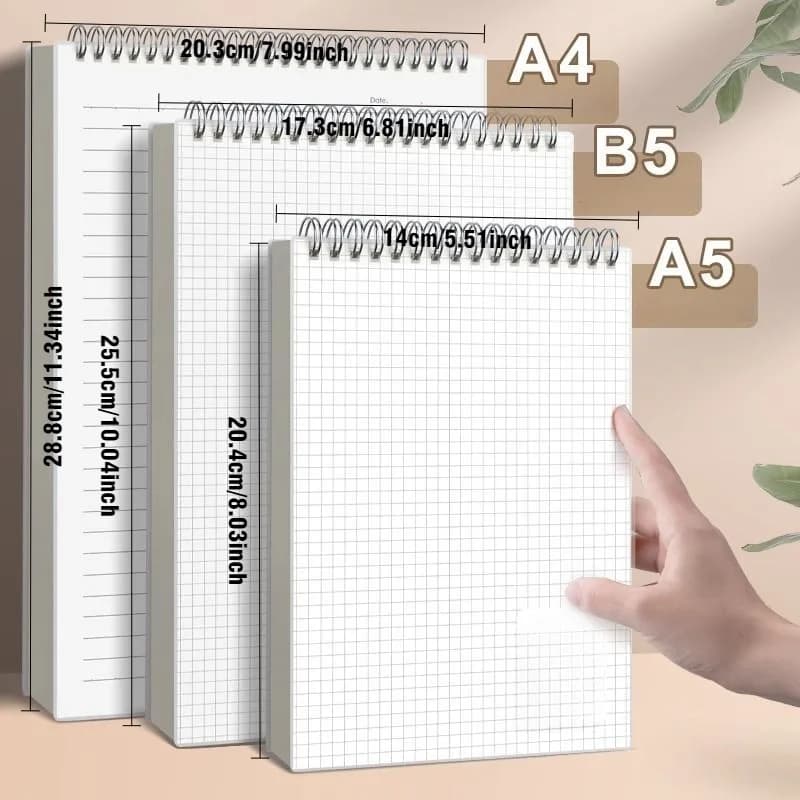 دفتر ملف لولبي A4 A5 B5 دفتر 120 ورقة ورق شبكي 240 صفحة دفتر غلاف PP للطلاب المدرسة - 5